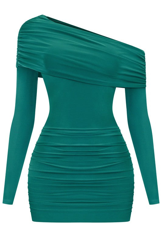 Hunter Green Off Shoulder Dress