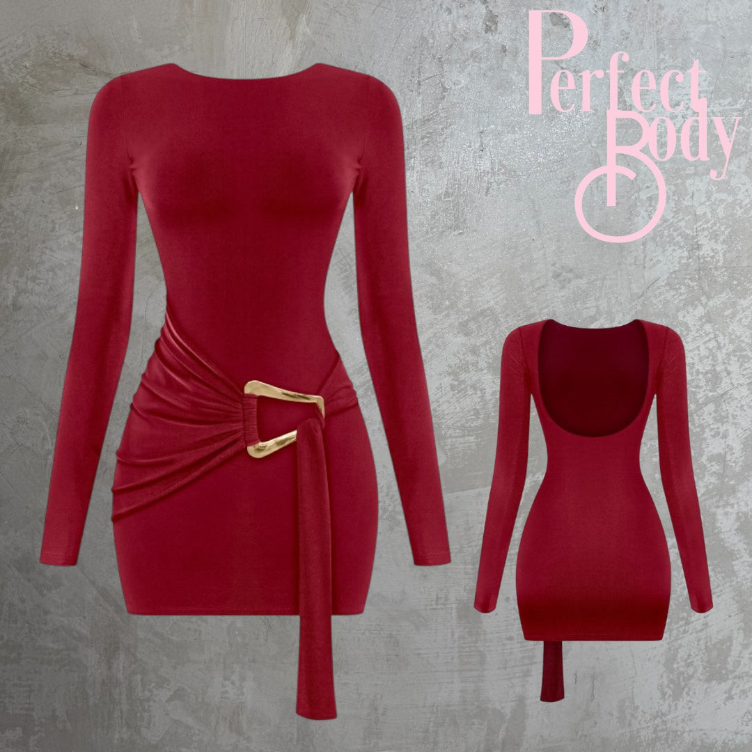 Burgundy Long Sleeve Dress