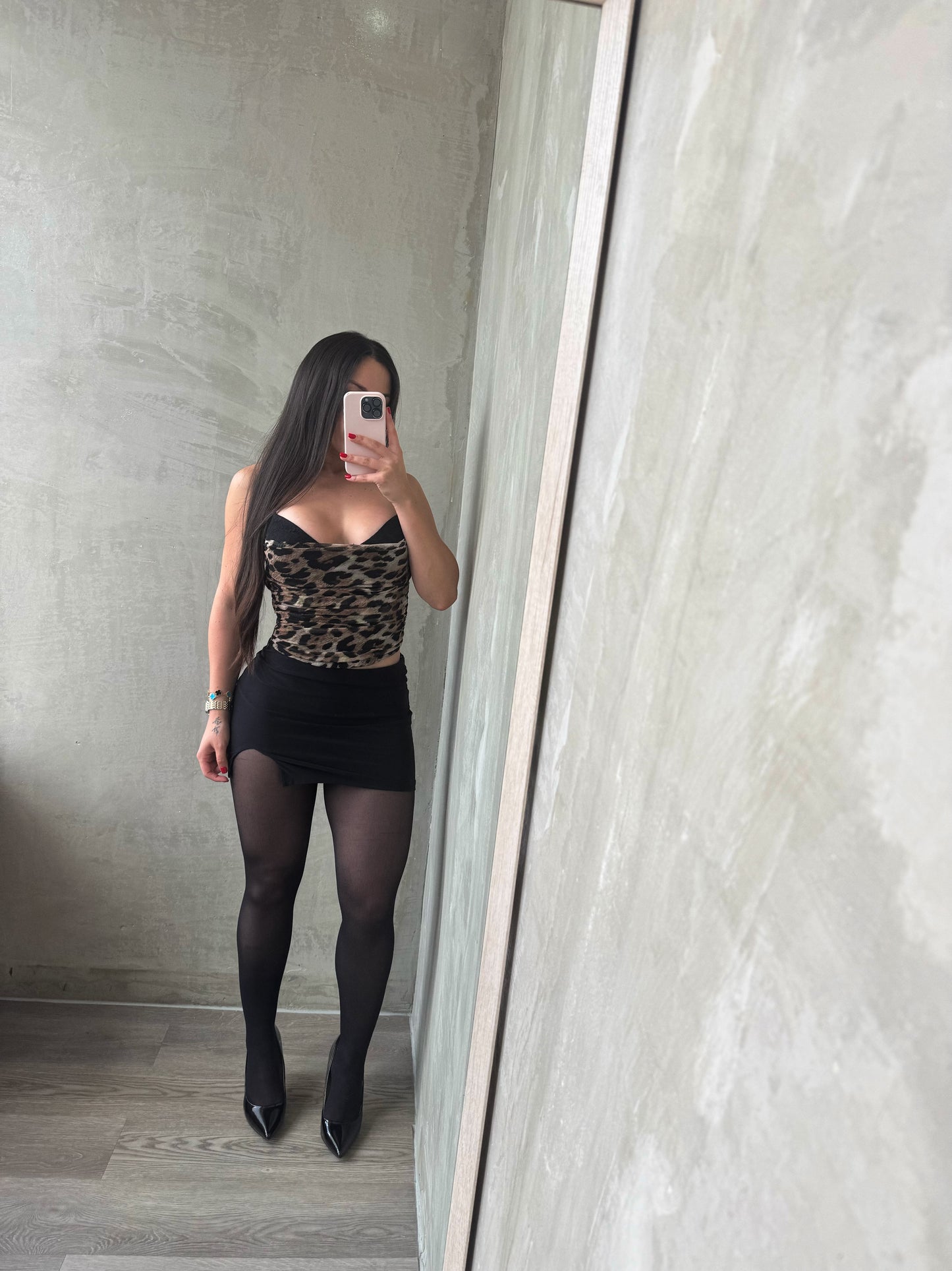 Animal Print Lace Mesh Corset