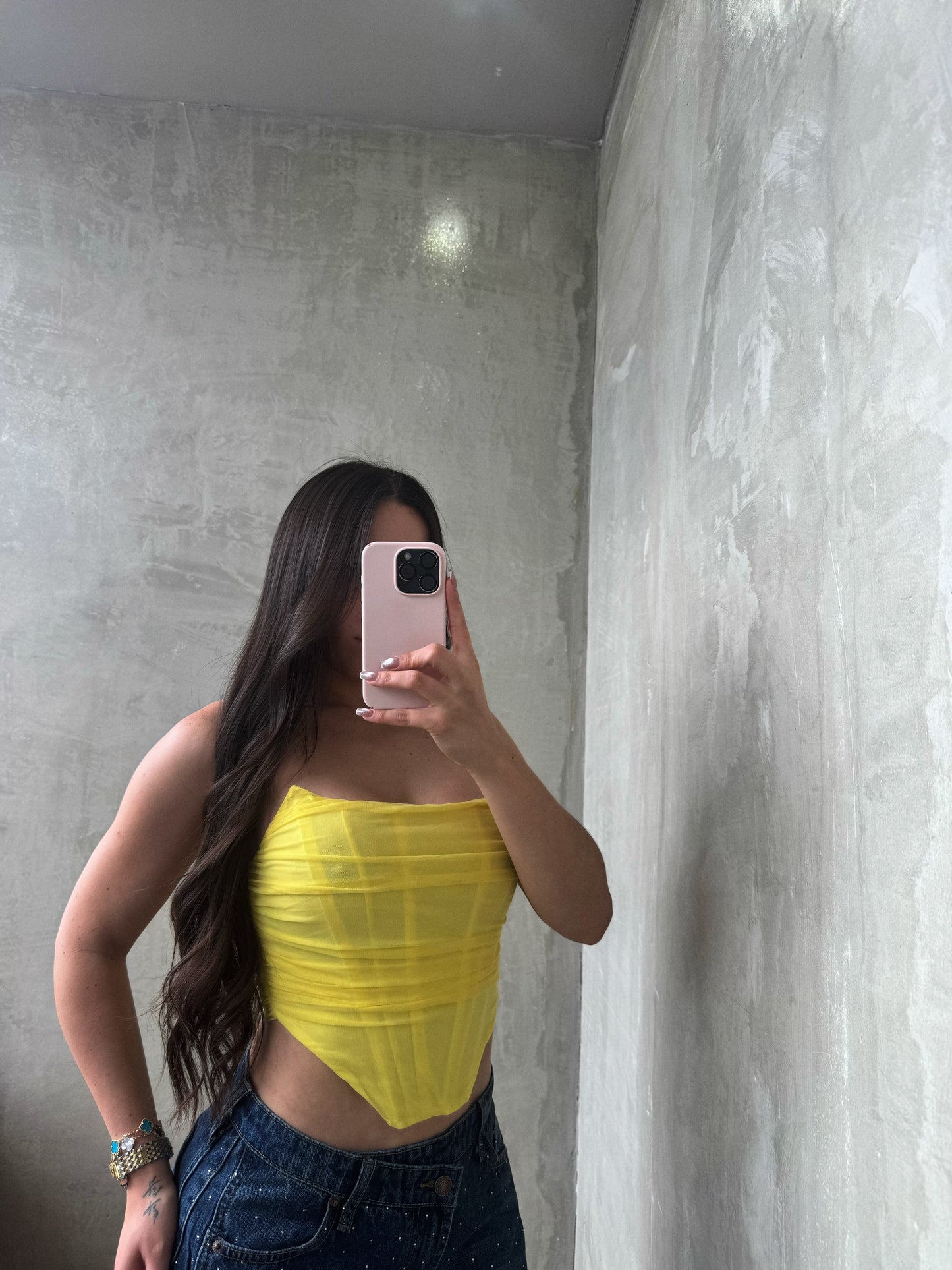 Yellow Mesh Corset