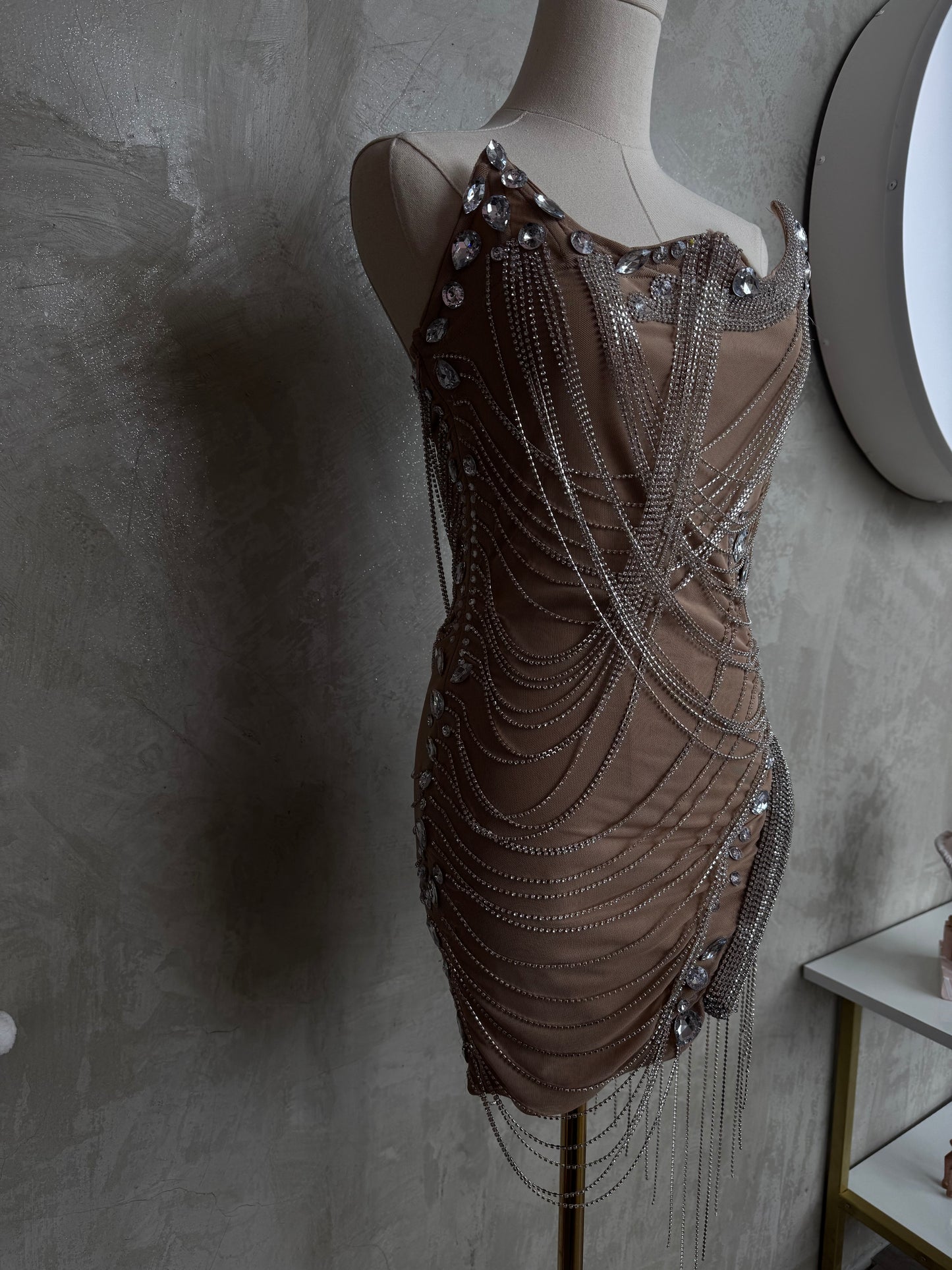 Nude Rhinestones Dress