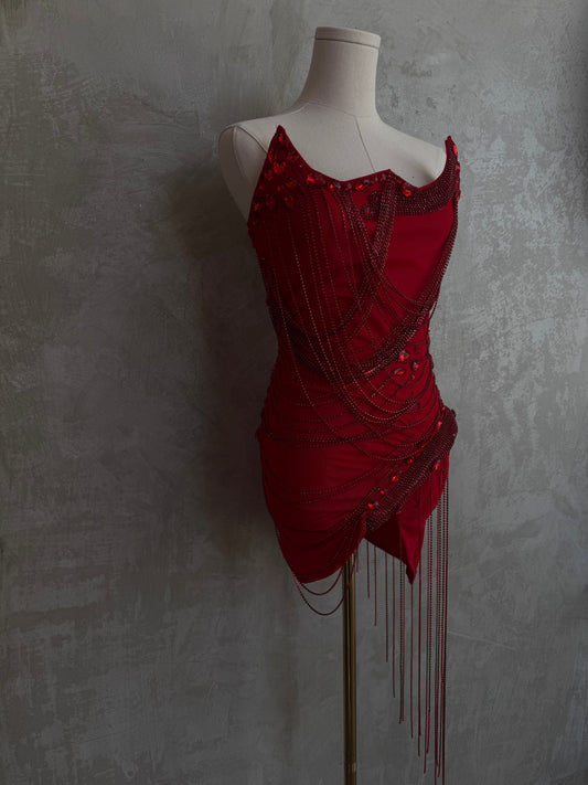 Red Rhinestones Dress