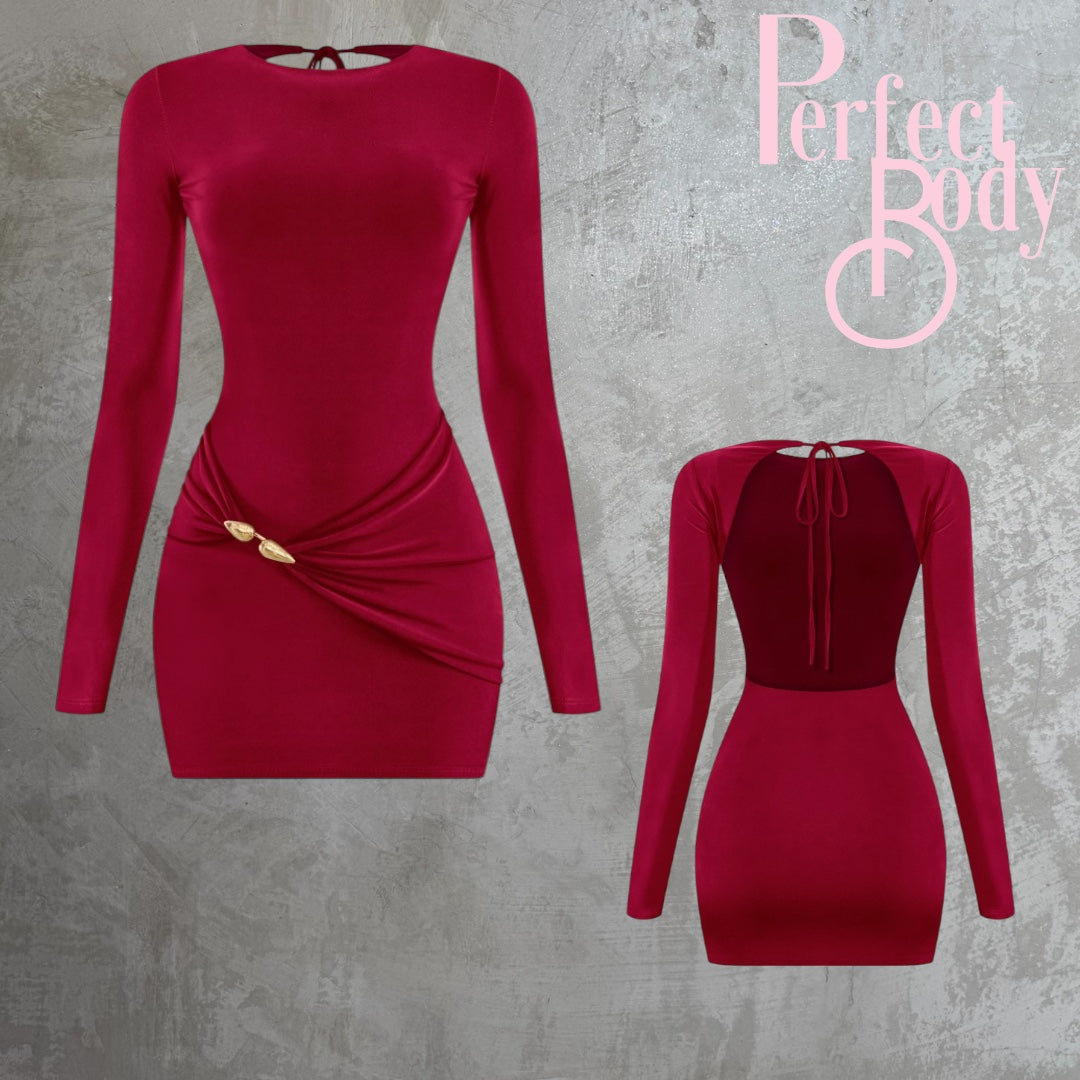 Burgundy Long Sleeve Dress