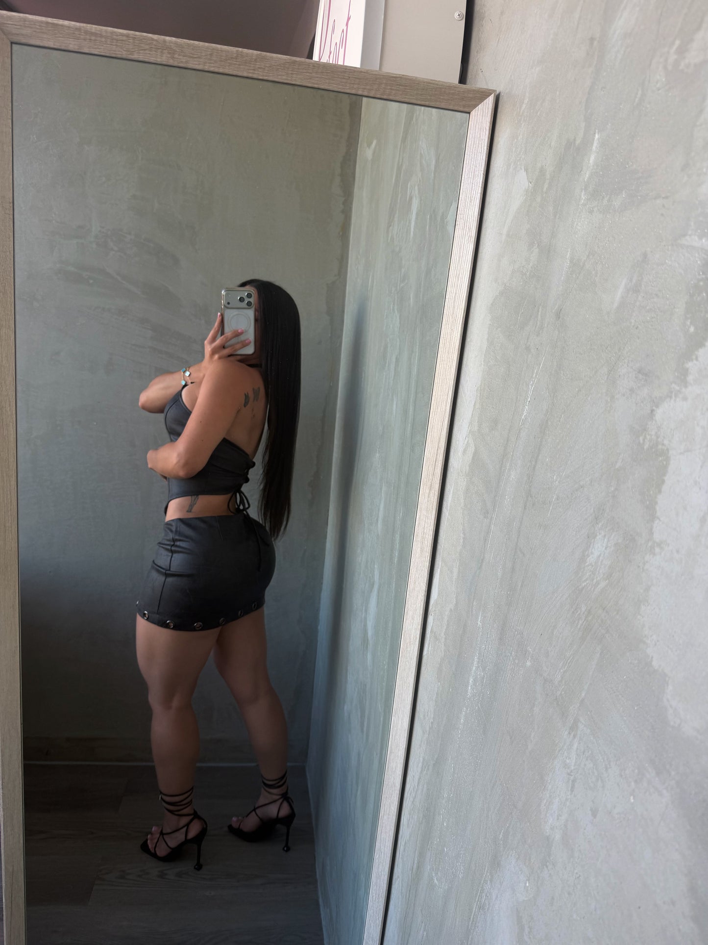 Charcoal Halter Top & Mini Skirt Set