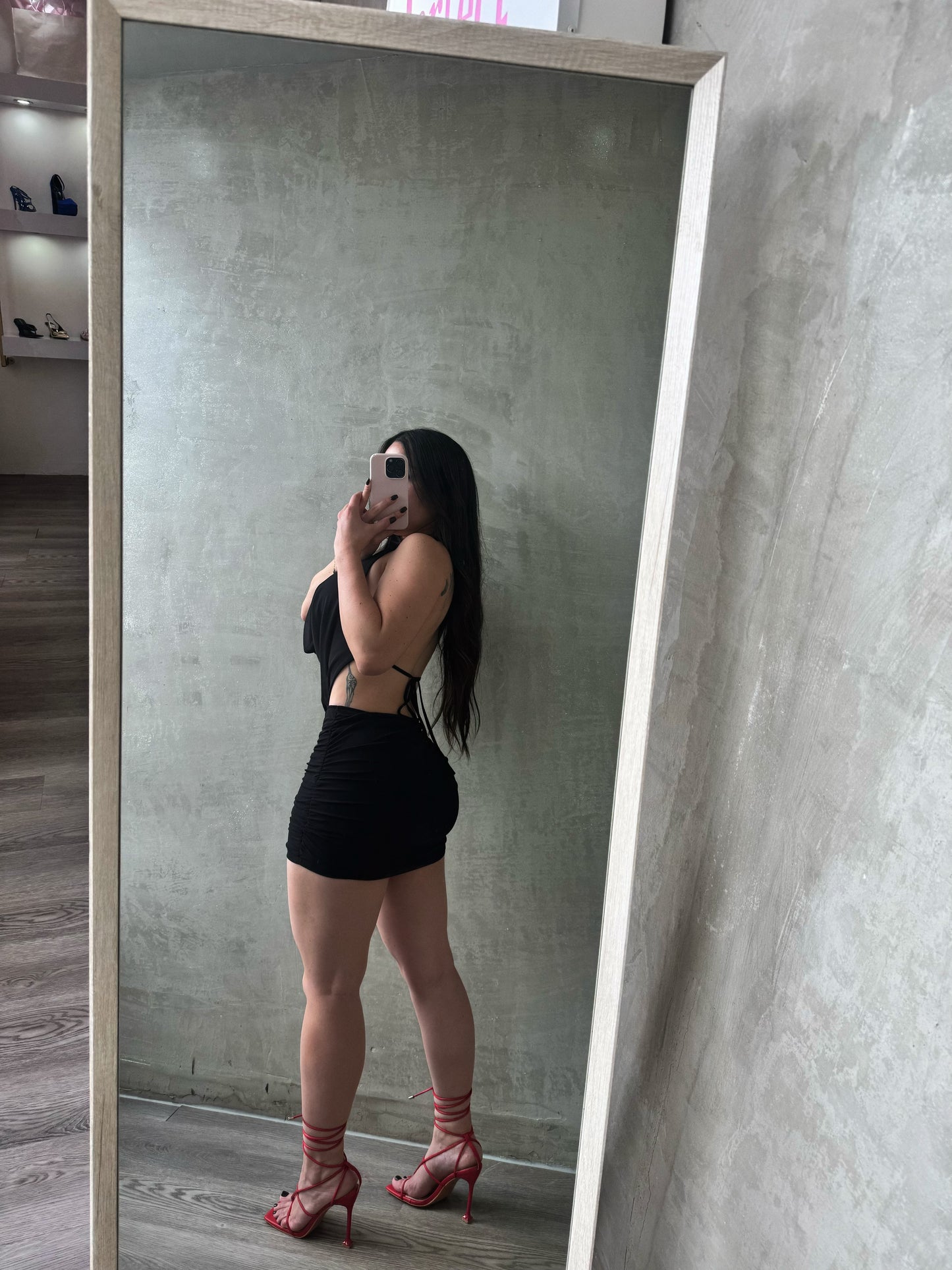 Black Mesh Halter Dress