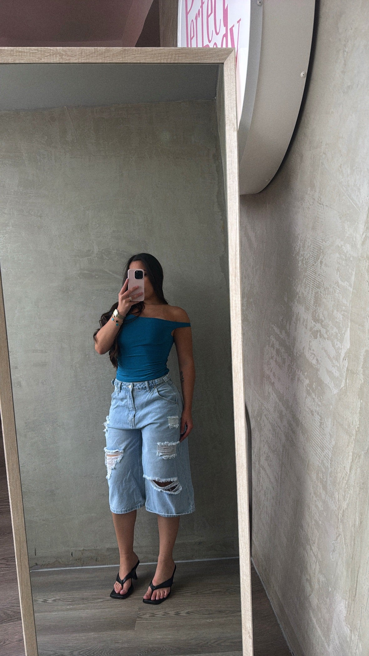 Teal Asymmetrical Top