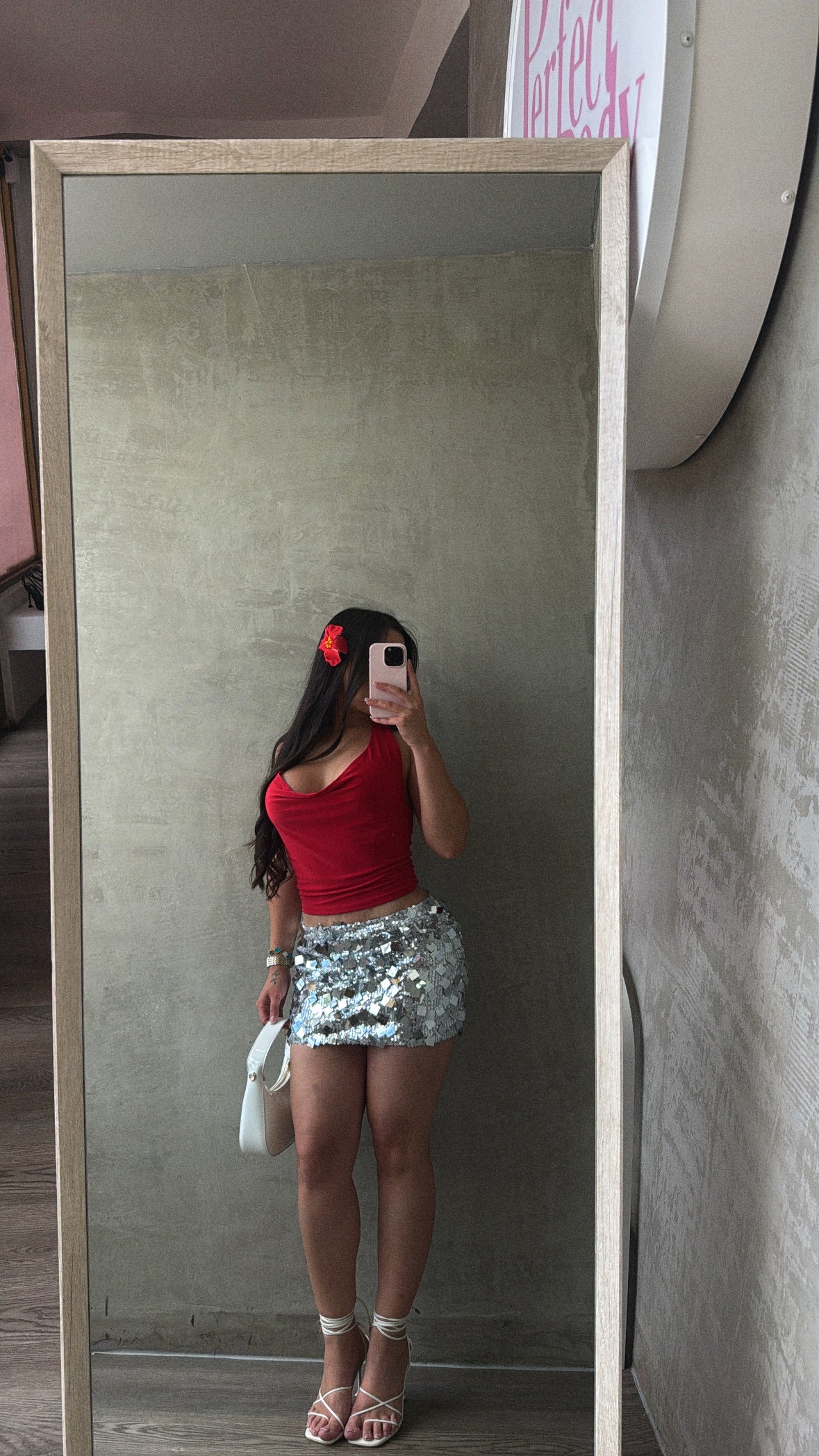 Metallic Silver Sequin Skirt