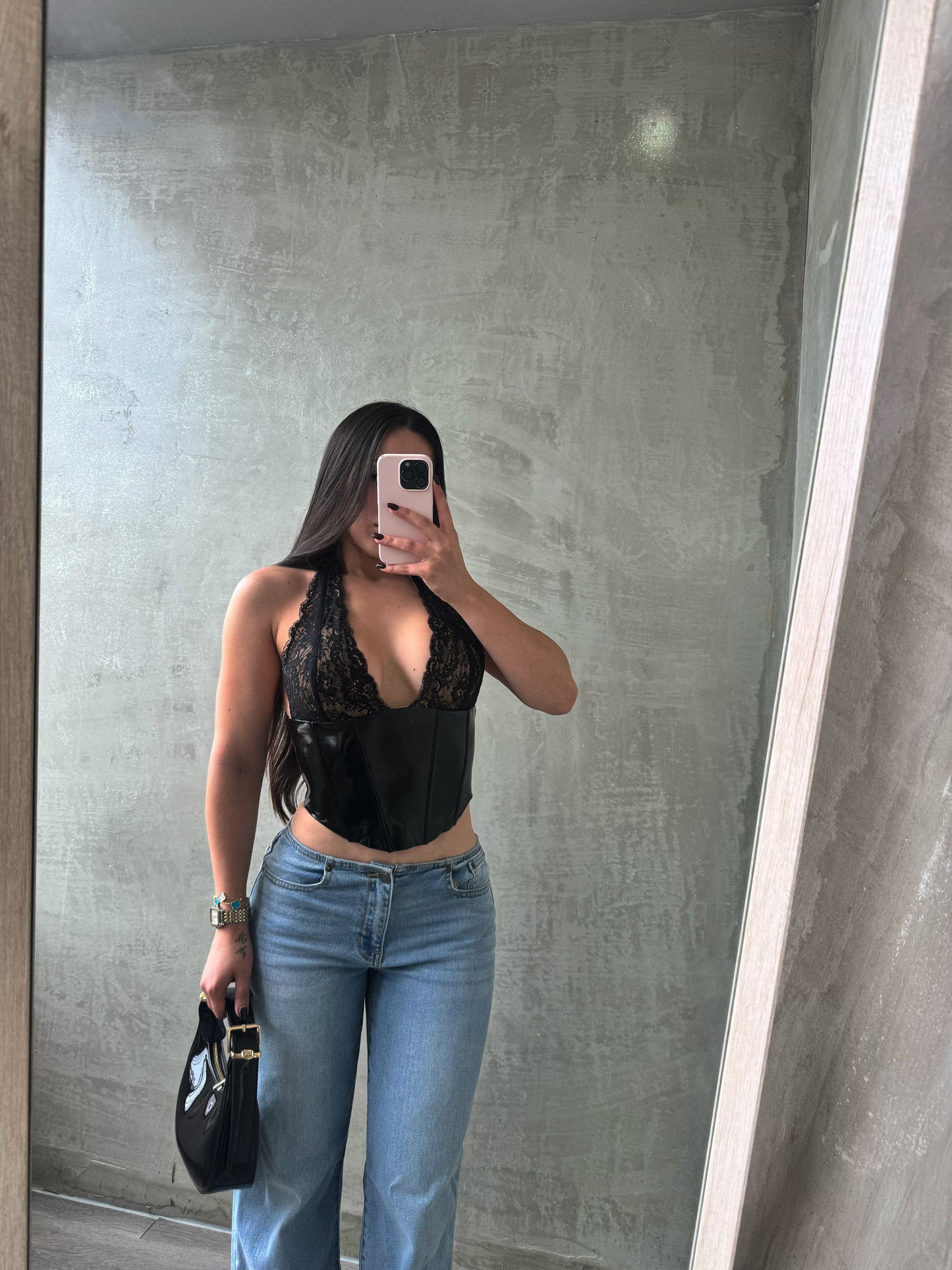 Black/Nude Lace Bustier