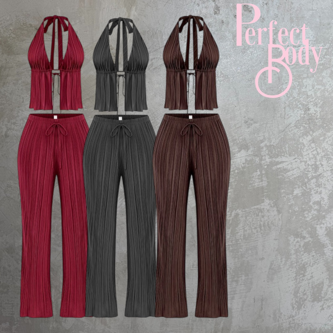 Black Halter Top & Pants Set