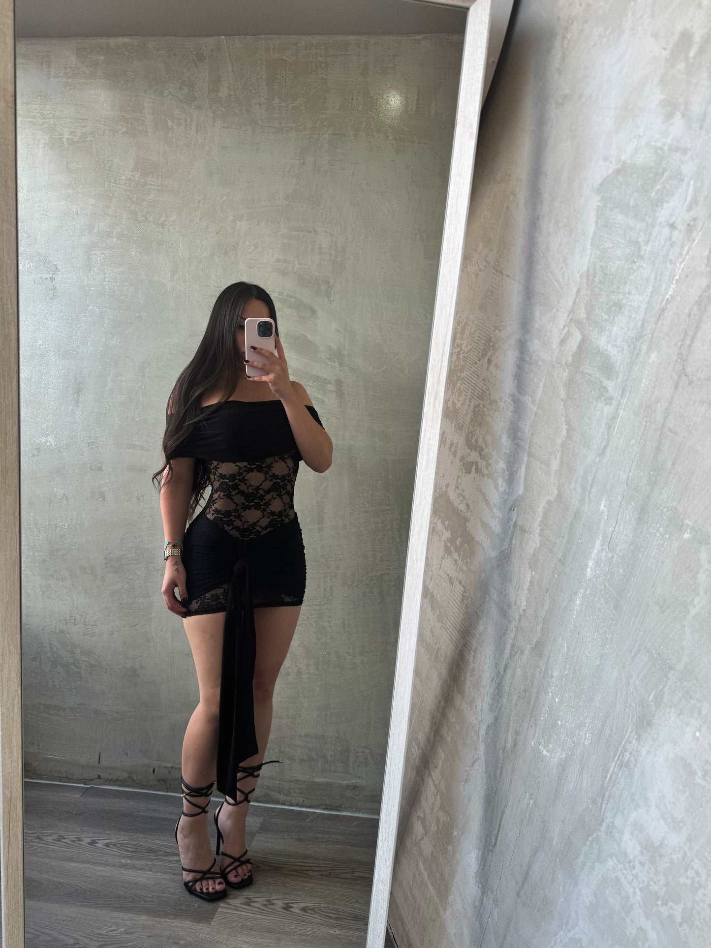 Black Off Shoulder Lace Dress