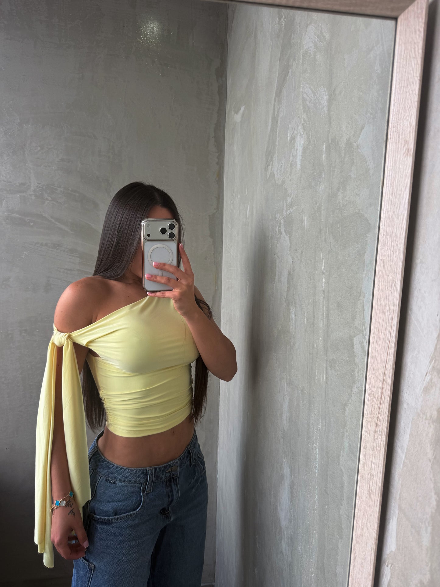 Light Yellow Asymmetrical Top