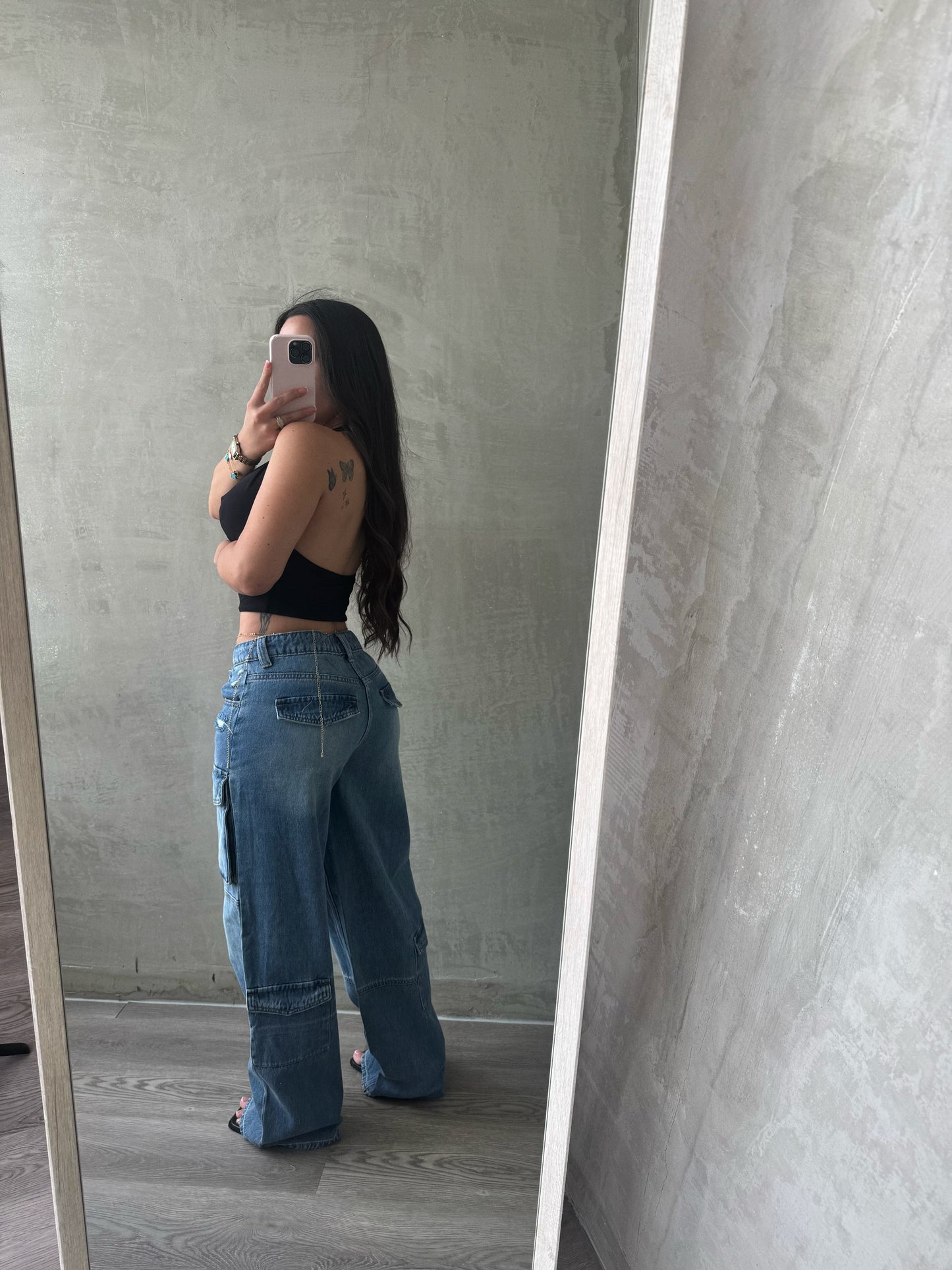 Denim Cargo Pants