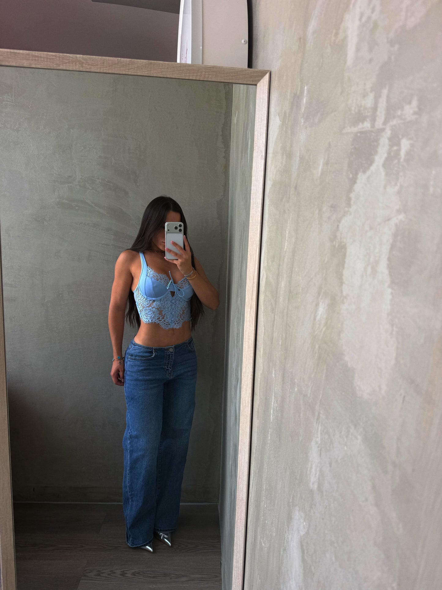 Light Blue Lace Crop Top