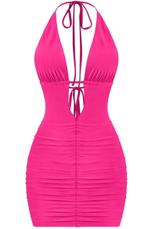 Bright Pink Halter Dress