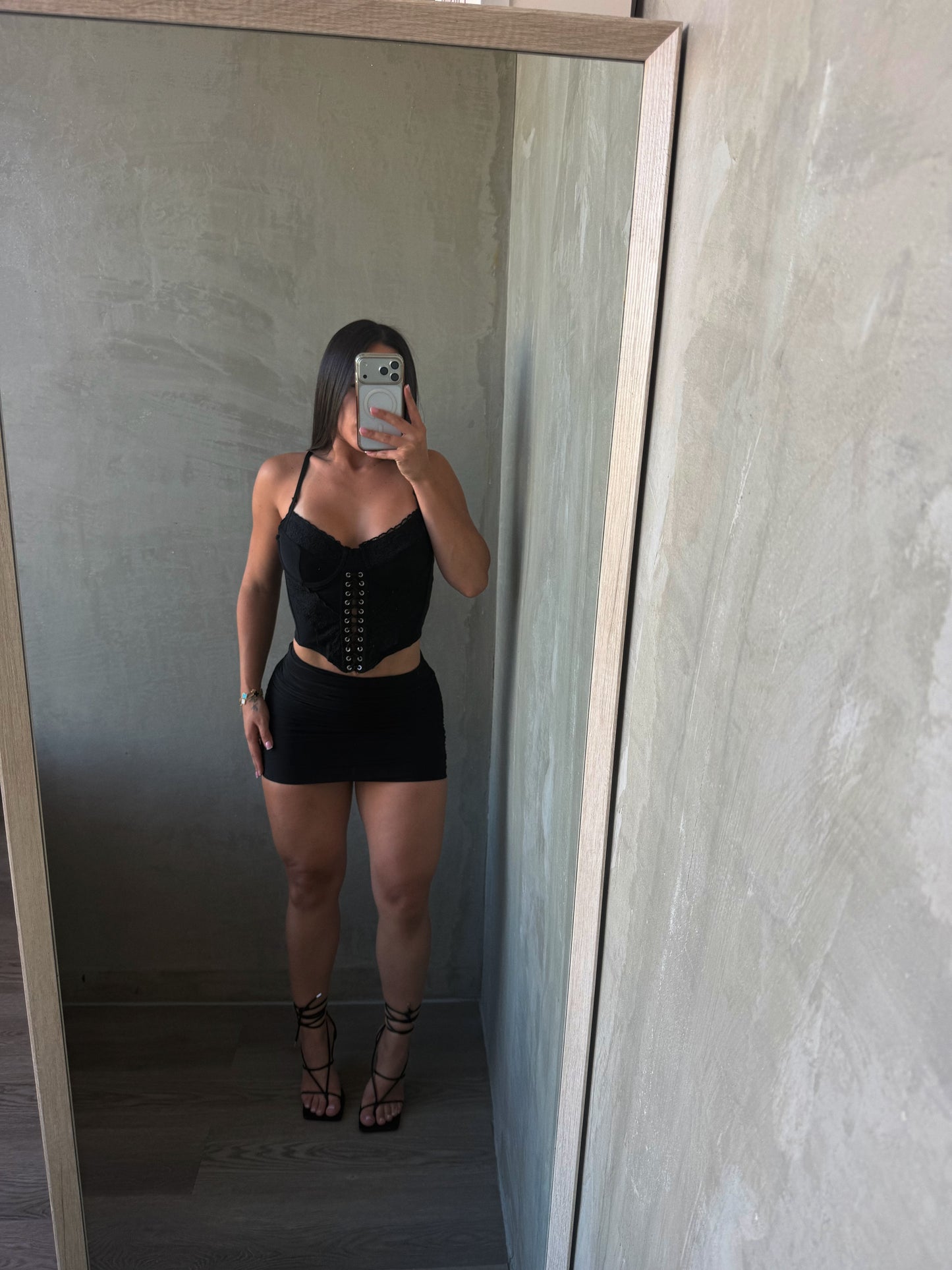 Black Rushed Skirt