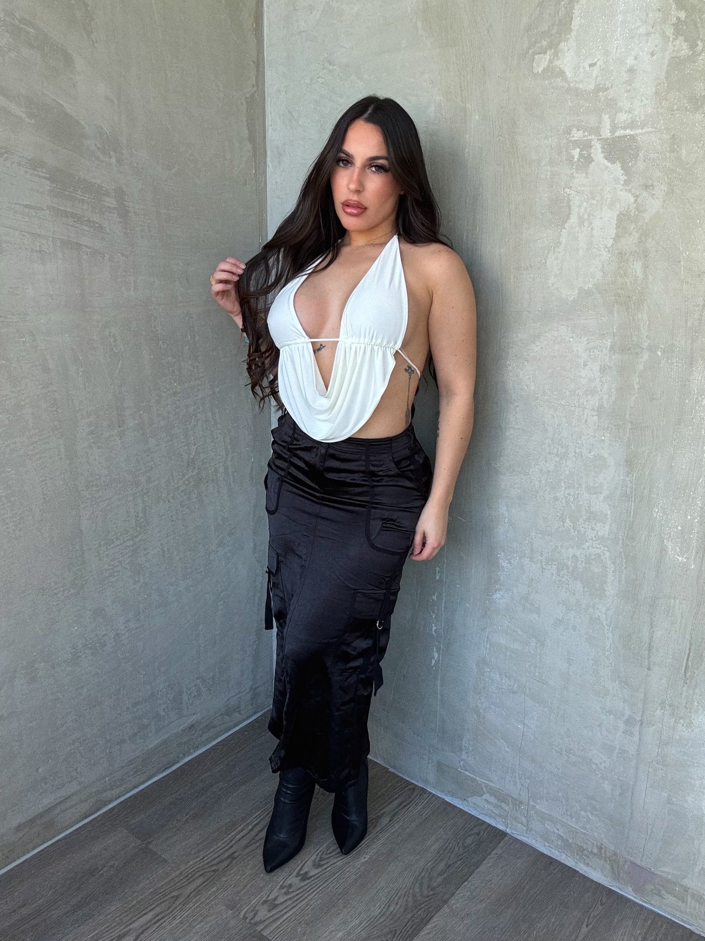 Black Satin Maxi Skirt