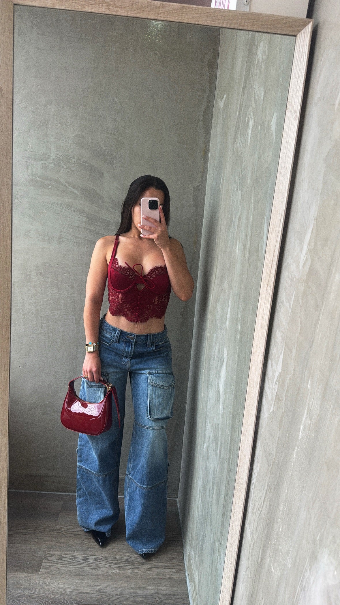 Burgundy Lace Corset Top