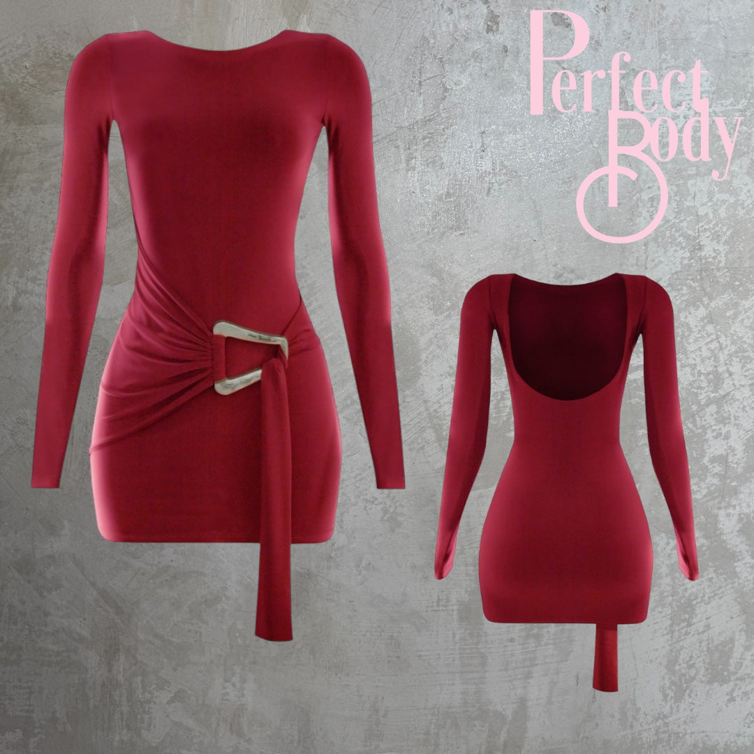 Burgundy Long Sleeve Dress