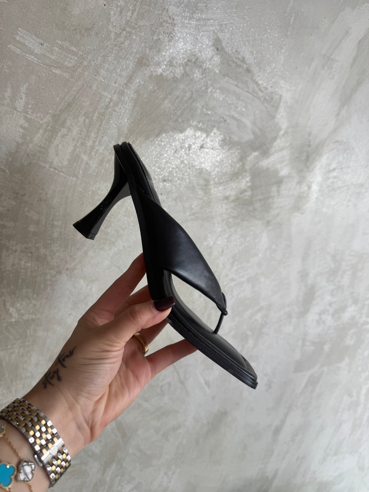 Black Leather Heels Sandals