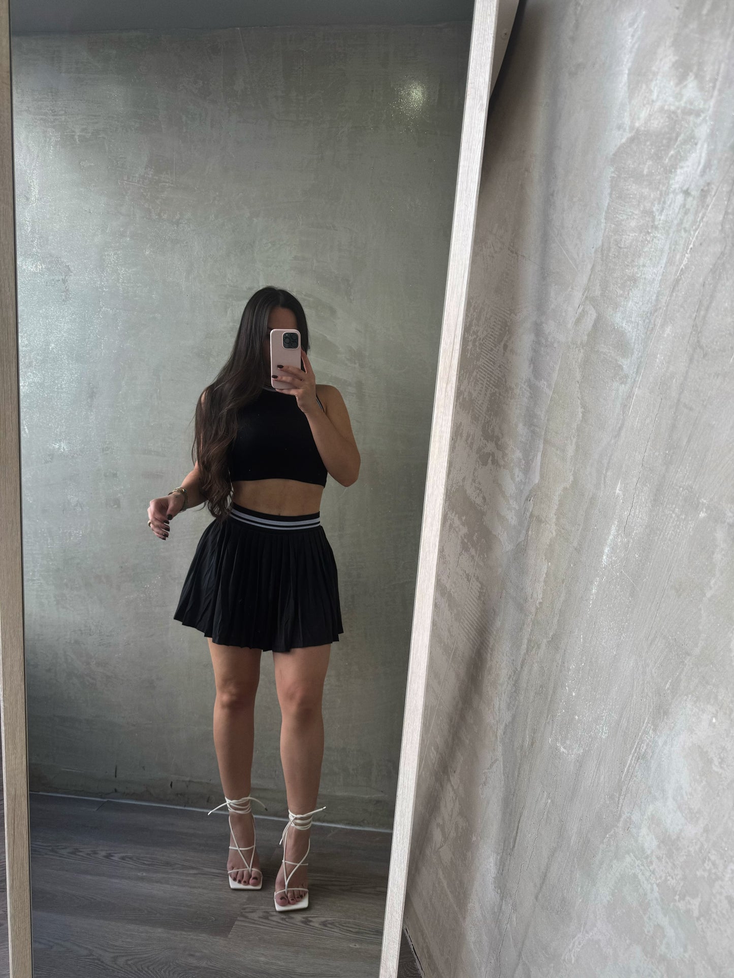 Black & White Pleated Skort Set