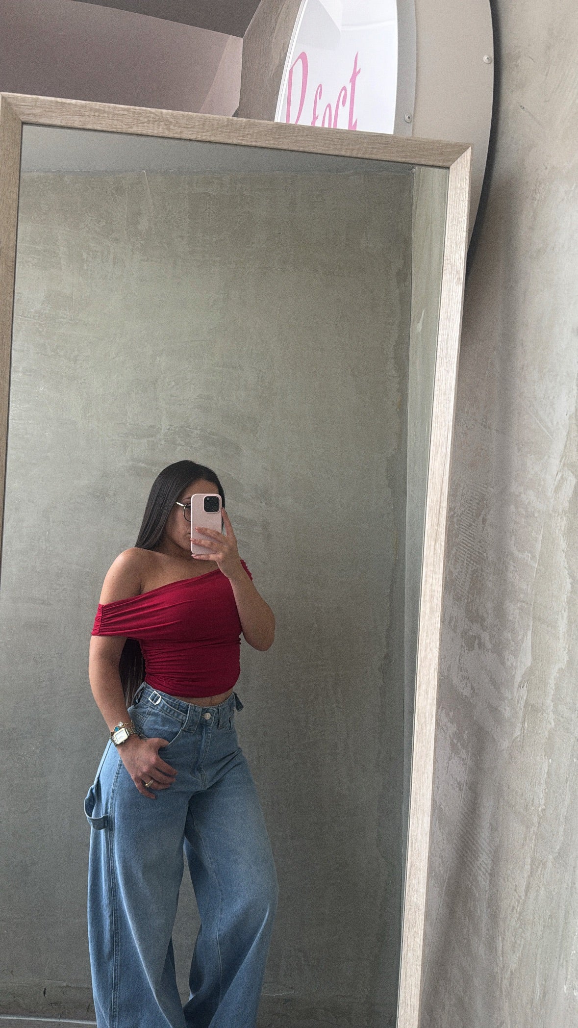 Dark Red Asymmetrical Top