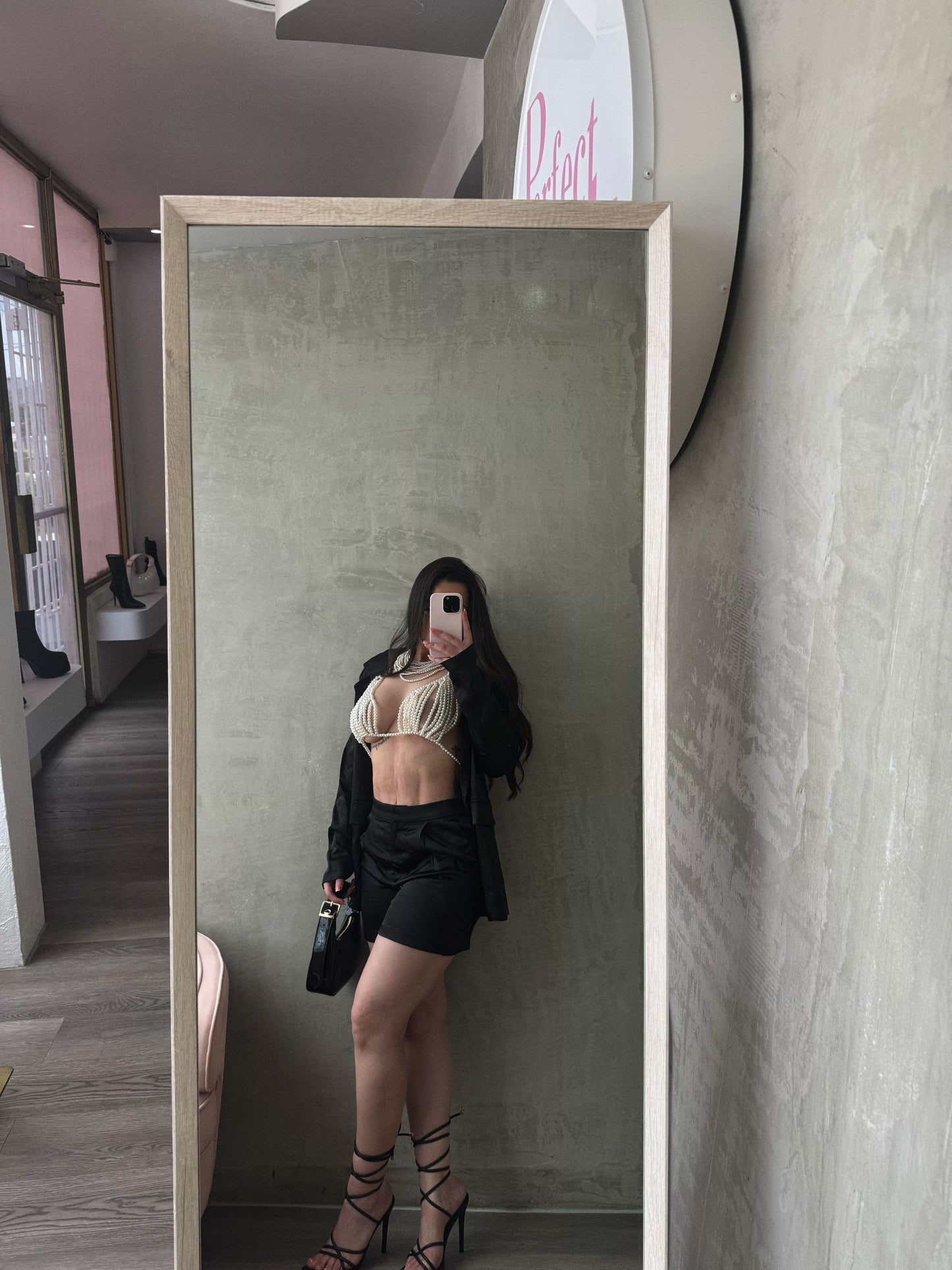 Black Satin Blazer Set