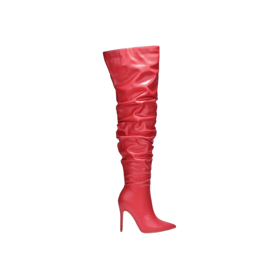 Red Leather High Boots
