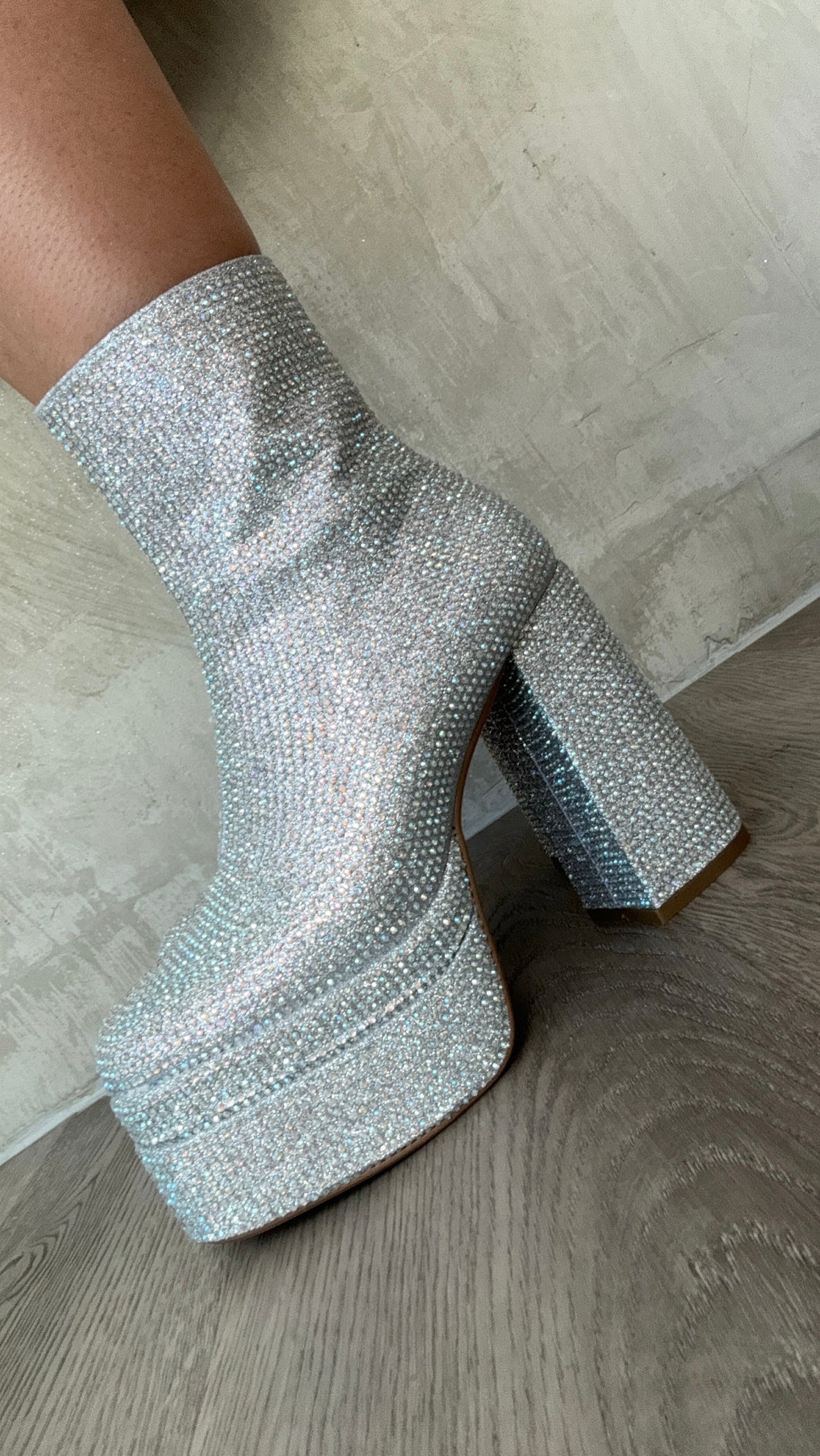Silver Rhinestone Boots