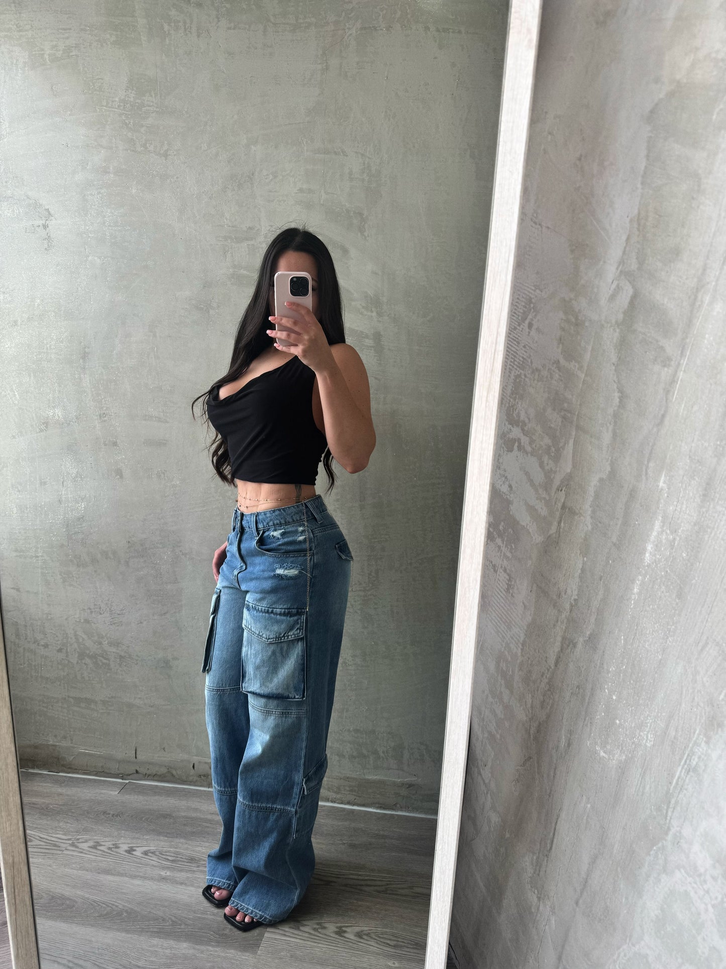 Denim Cargo Pants