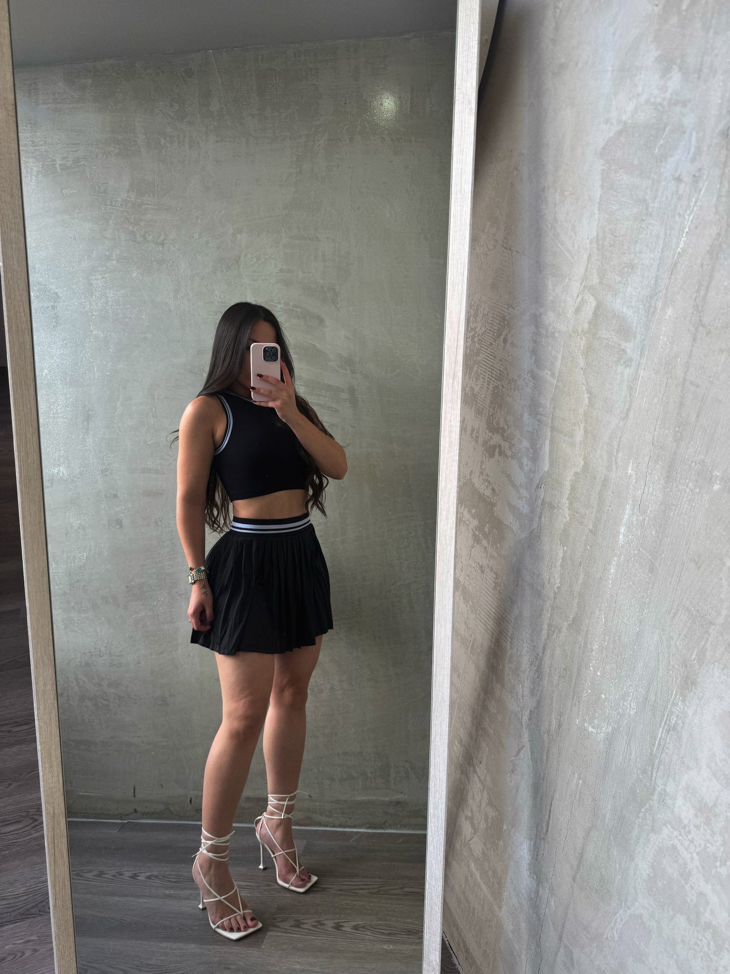 Black & White Pleated Skort Set