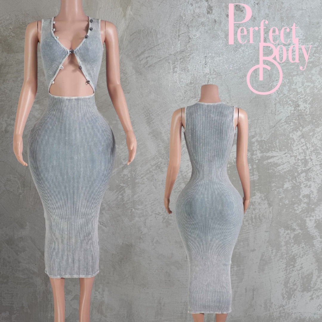 Cement Mineral Wash Midi Dress