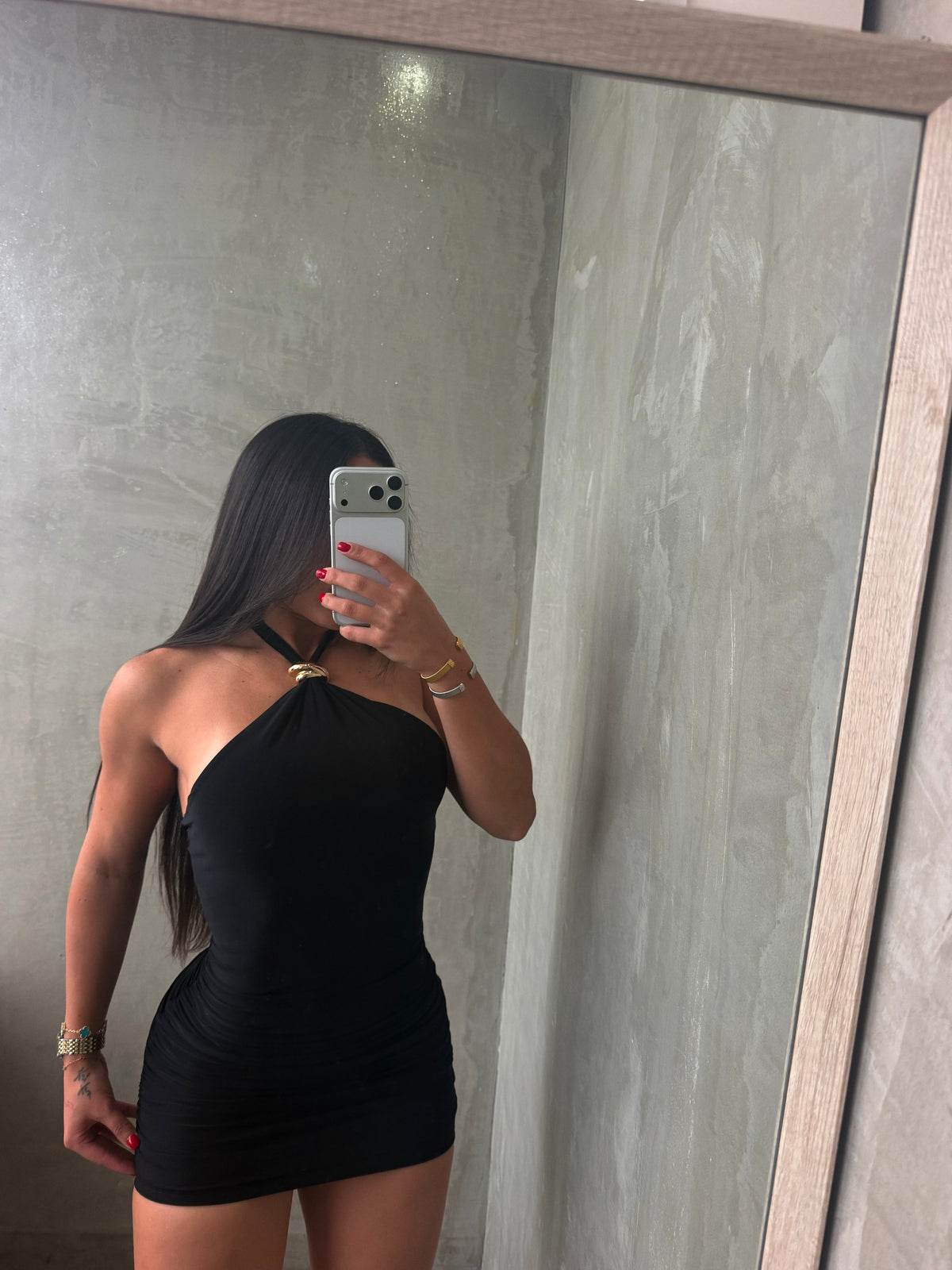 Black Rushed Dress
