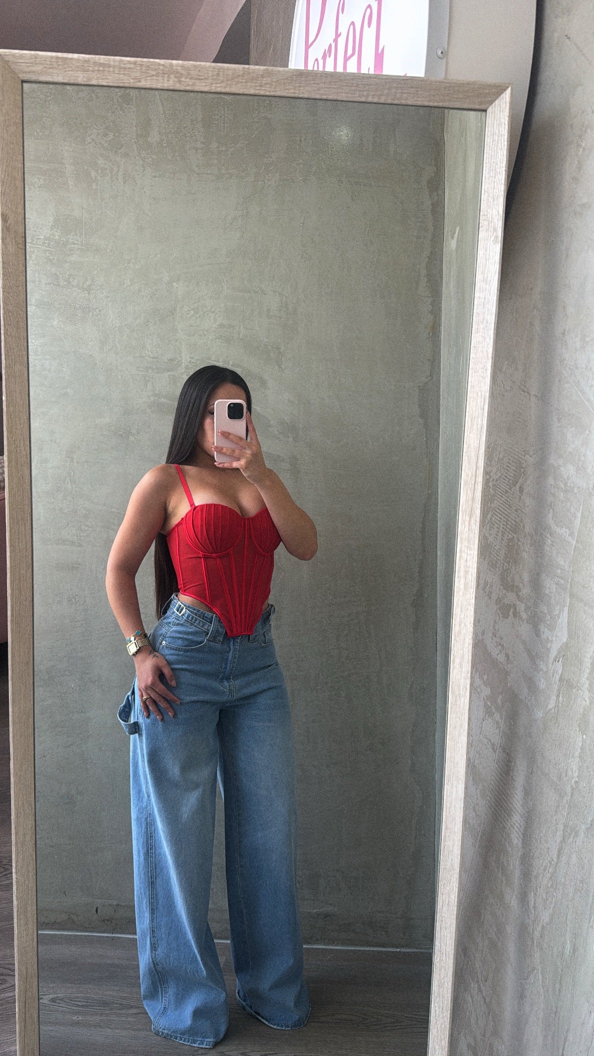 Red Mesh Bustier Top