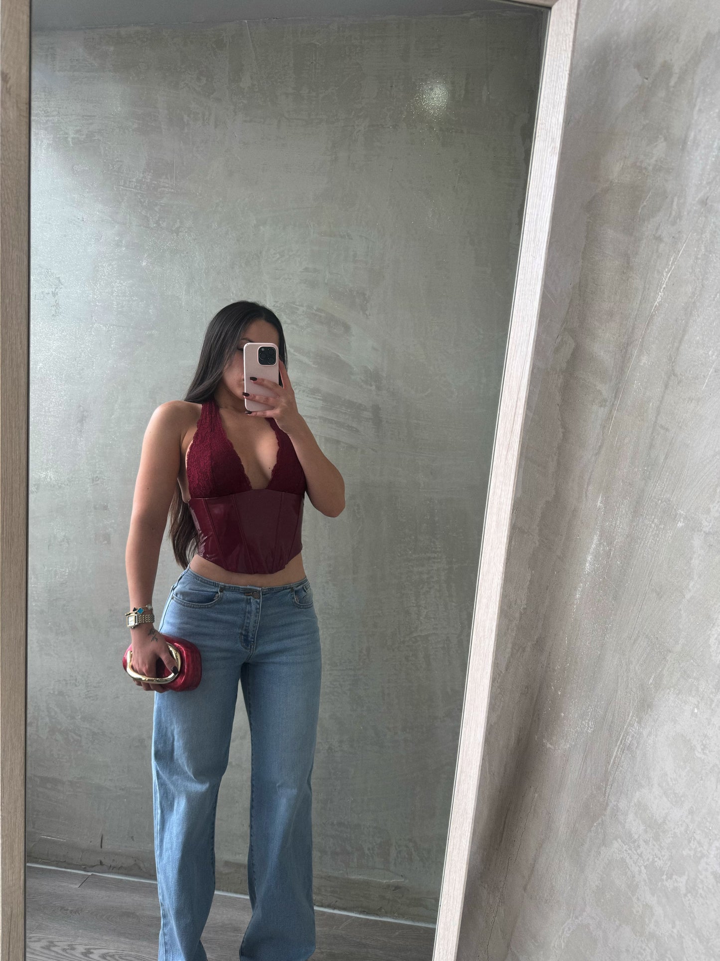 Burgundy Lace Bustier