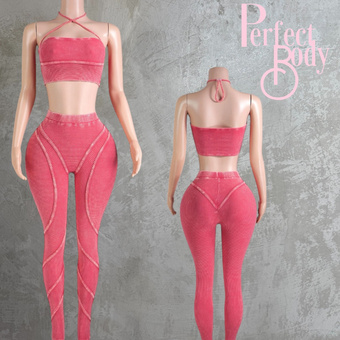 Peach Rose Mineral Wash Leggings Set