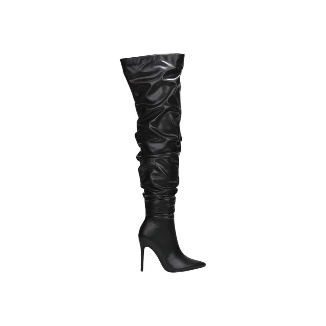 Black Leather High Boots