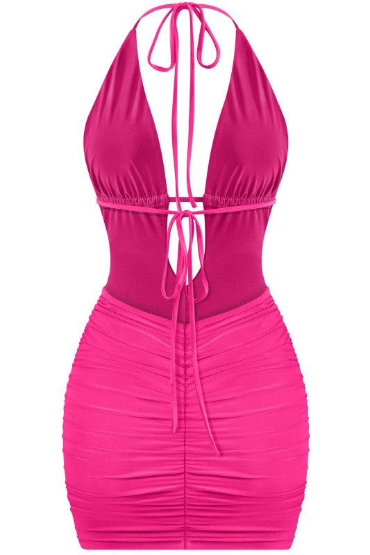 Bright Pink Halter Dress