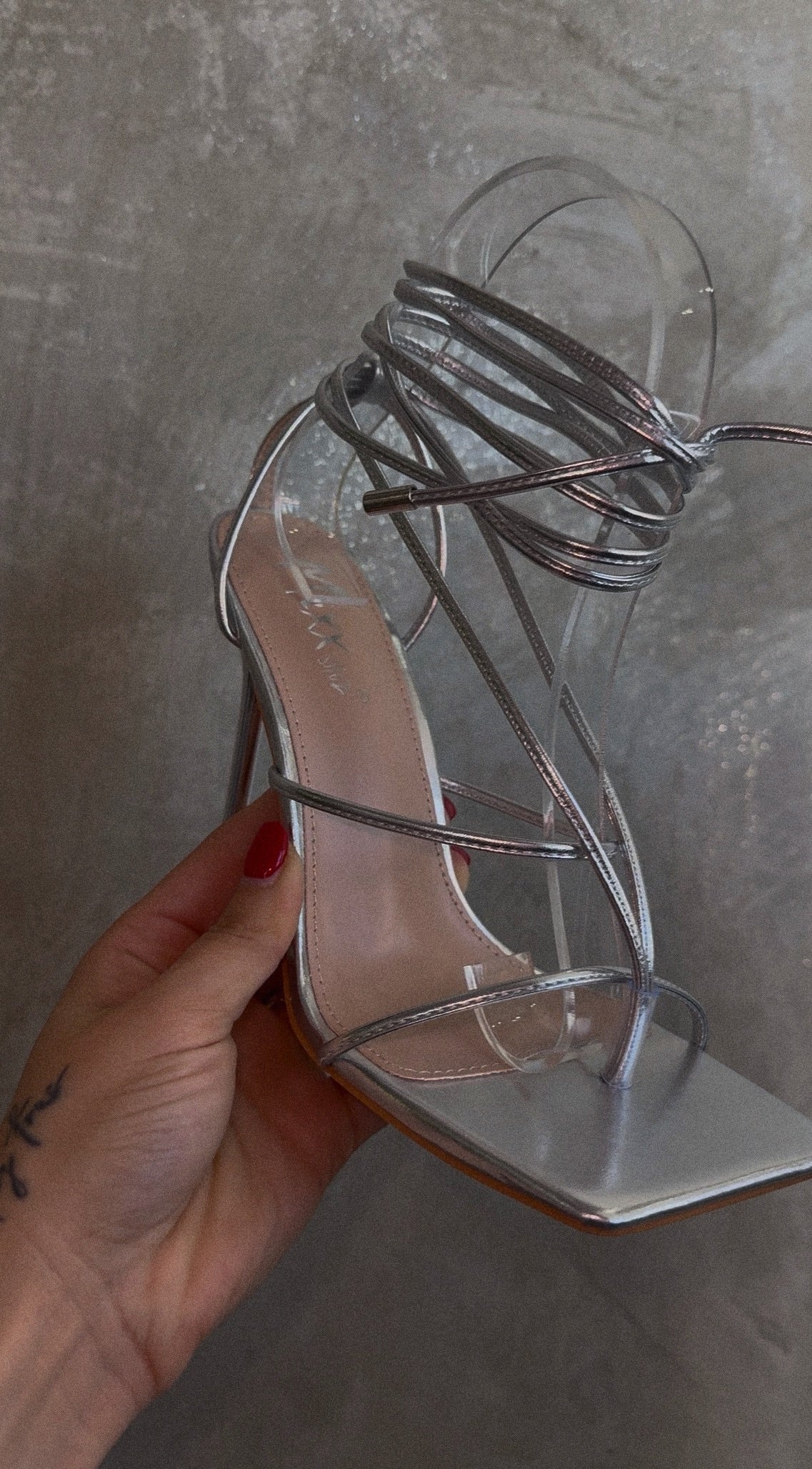 Silver Lace Up Heels