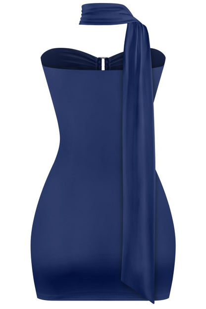 Navy Halter Strapless Dress