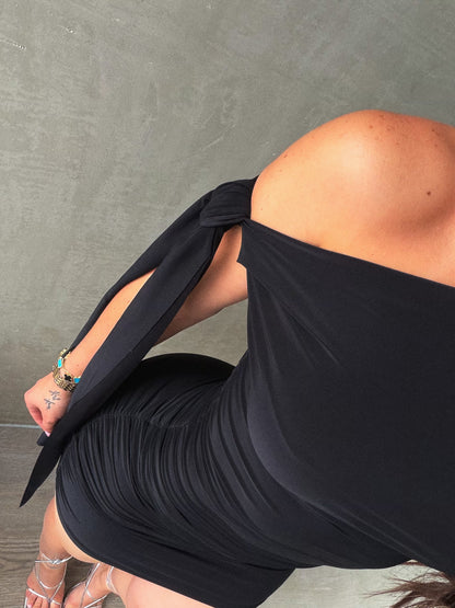 Black Off Shoulder Dress RESTOCK