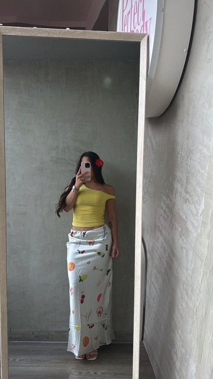 Satin Cream Vacation Maxi Skirt
