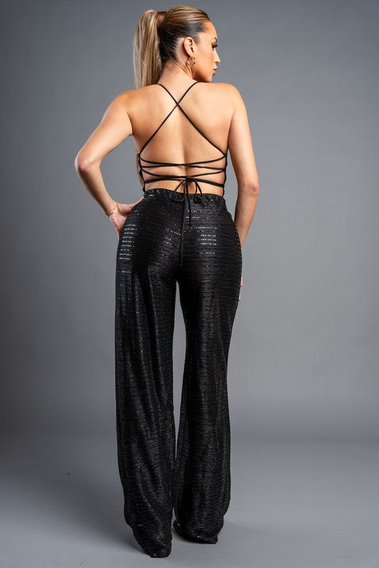 Black Sequin Jumpsuit