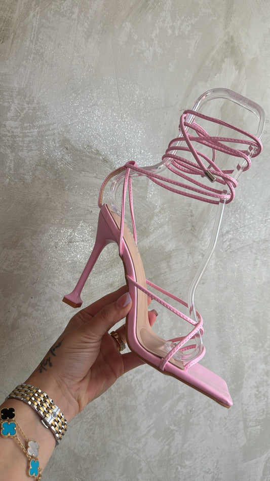Light Pink Lace Up Heels