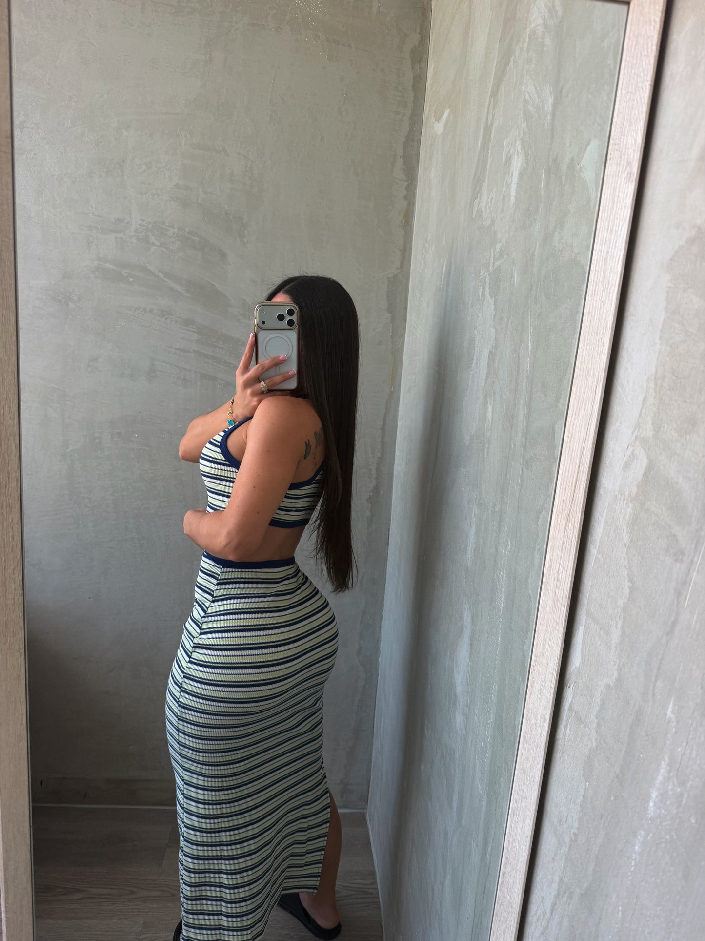 Navy Stripes Maxi Dress