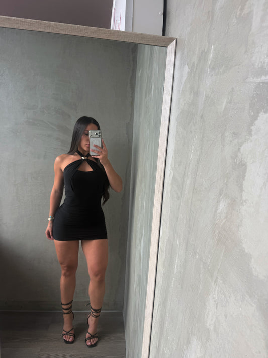 Black Sleeveless Halter Dress