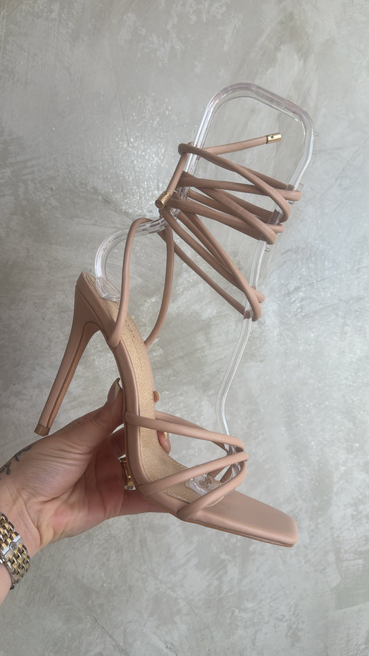 Nude Lace Up Heels