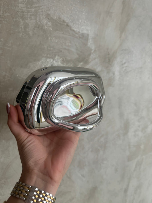 Silver Metal Handle Clutch