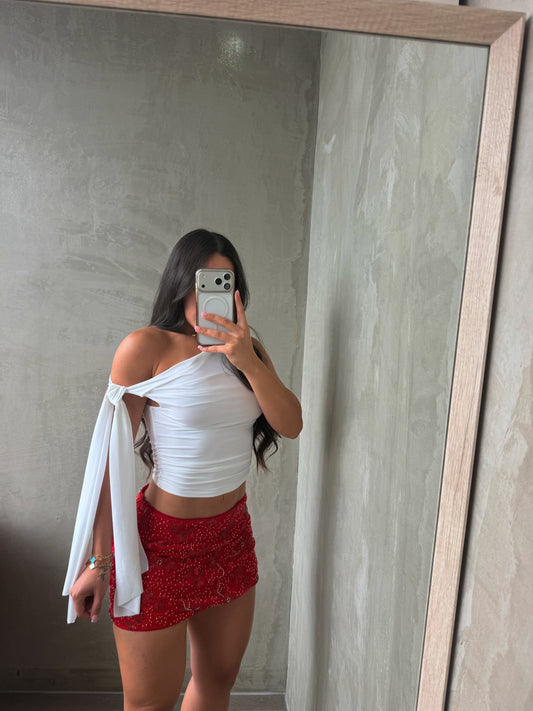 Off White Asymmetrical Top