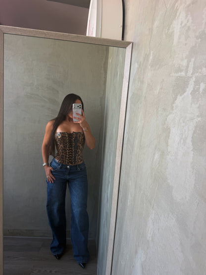 Animal Print Sequin Corset