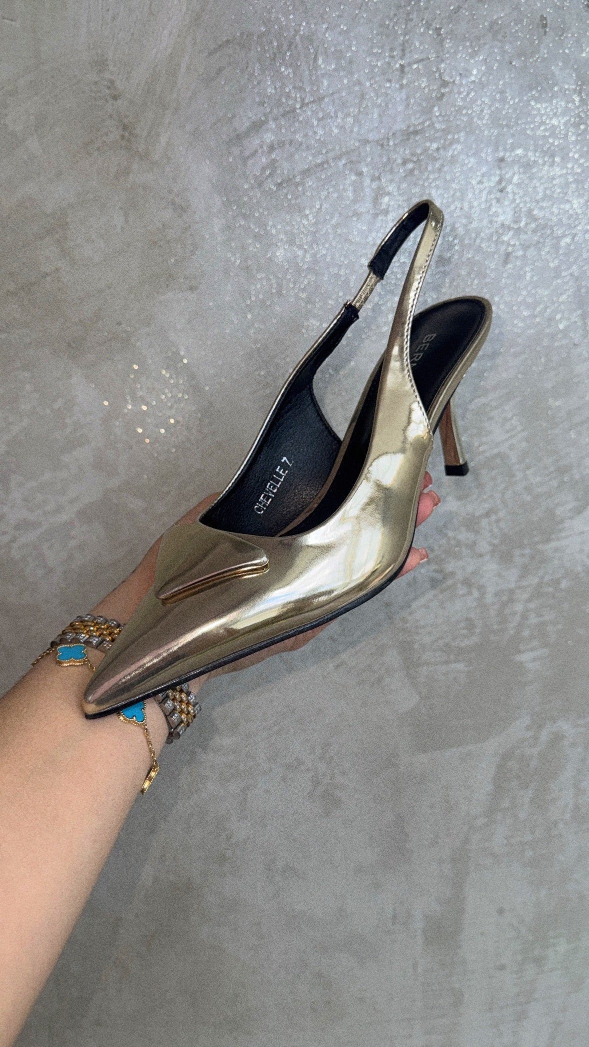 Gold Pointed Toe Heels